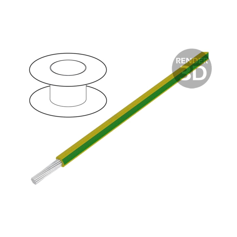 Cablu; HookUp Wire; litat; Cu; 14AWG; PVC; galben-verde; 600V; 305m