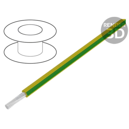 Cablu; HookUp Wire; litat; Cu; 14AWG; PVC; galben-verde; 600V; 305m