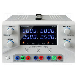Alimentator: de laborator; multicanal; Ch: 2; 0÷60VDC; 0÷2,5A; 5VDC