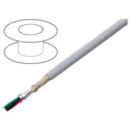 Cablu; EcoCable Mini; 4x24AWG; MPPE; gri închis; 300V; 30,5m; 100ft