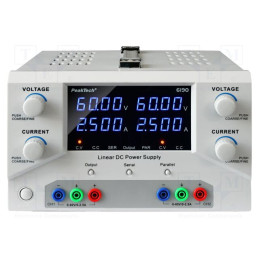 Alimentator: de laborator; multicanal; Ch: 2; 0÷60VDC; 0÷2,5A