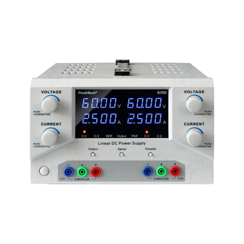 Alimentator: de laborator; multicanal; Ch: 2; 0÷60VDC; 0÷2,5A