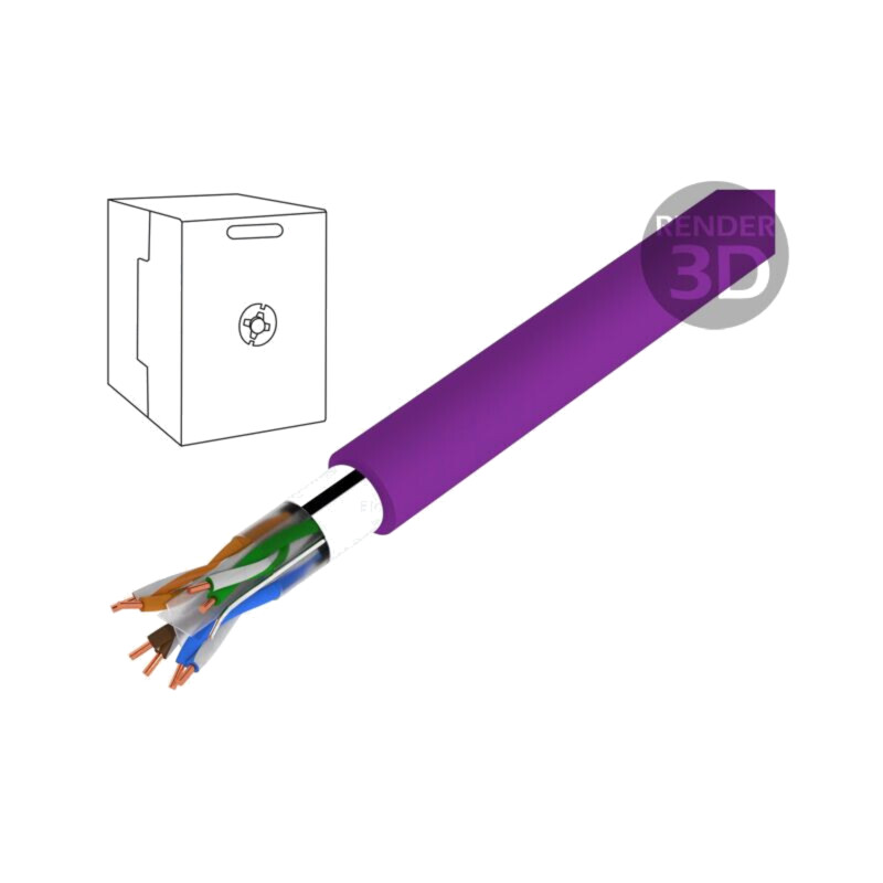 Cablu; F/UTP; 4x2x23AWG; 6; sârmă; Cu; LSZH; violet; 305m; Øcablu: 6mm Cablu; F/UTP; 4x2x23AWG; 6; sârmă; Cu; LSZH; violet; 305m; Øcablu: 6mm