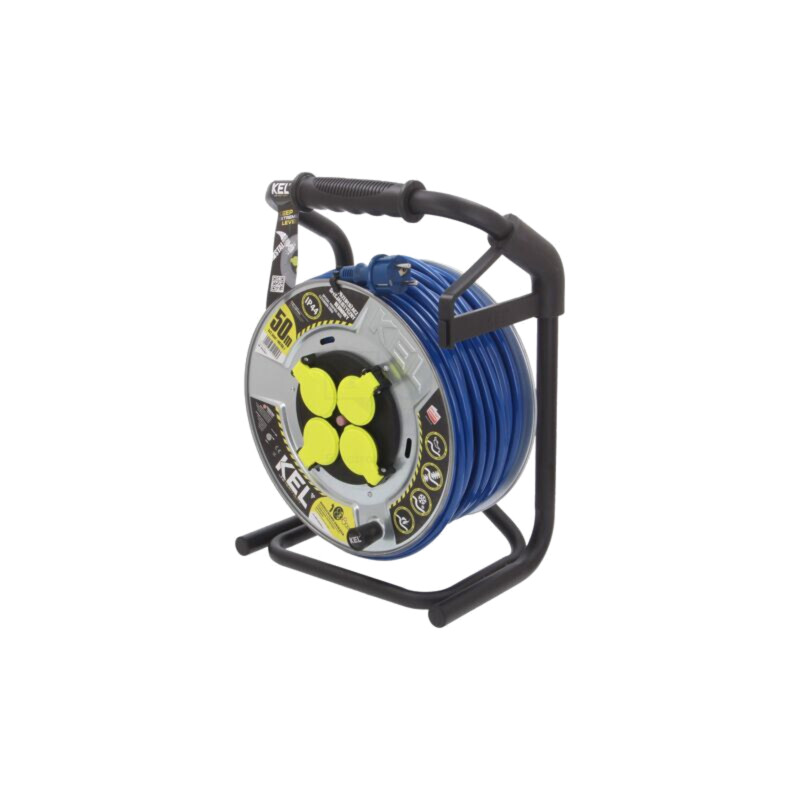 Prelungitor alimentare; 3x2,5mm2; Prize: 4; PUR; albastru; 50m; 16A