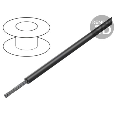Cablu; HookUp Wire; litat; Cu; 16AWG; PVC; negru; 600V; 305m; 1000ft