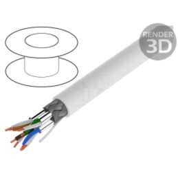 Cablu; S/FTP; 7; Ethernet industrial; litat; Cu; LSZH; alb; 305m