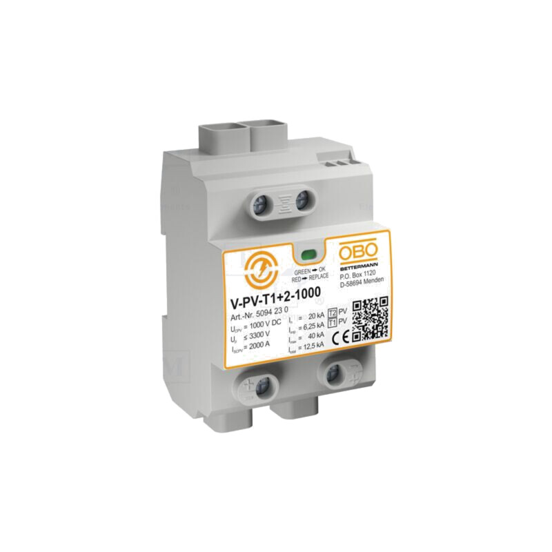 Limitator de supratensiuni; Tip 1+2; Poli: 3; 20kA; -40÷80°C; IP20