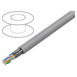 Cablu; U/FTP; 4x2x23AWG; 6a; sârmă; Cu; LSZH; gri; 305m; Øcablu: 7,5mm