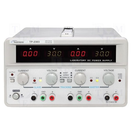 Alimentator: de laborator; liniar,multicanal; 0÷30VDC; 0÷3A; 0÷3A