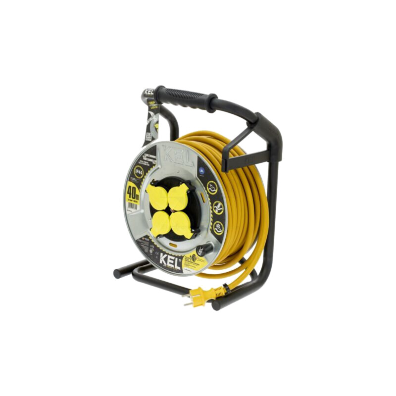 Prelungitor alimentare; 3x2,5mm2; Prize: 4; gumă; galben; 40m; 16A
