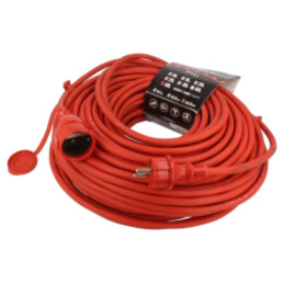 Prelungitor alimentare; 3x2,5mm2; Prize: 1; gumă; roşu; 50m; 16A