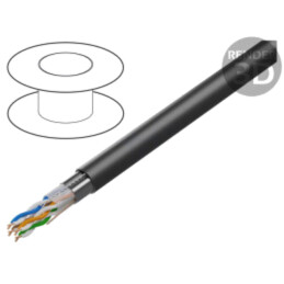 Cablu; F/UTP; 4x2x23AWG; 6; la exterior; sârmă; Cu; PE; negru; 305m