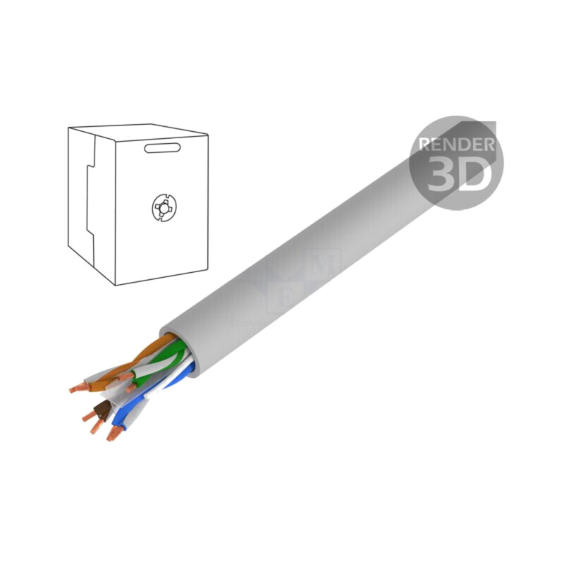Cablu; U/UTP; 6; litat; Cu; PVC; gri; 305m; Øcablu: 6,2mm