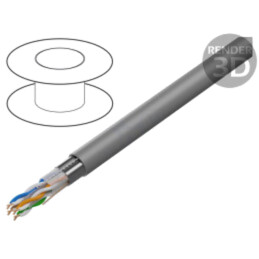 Cablu; F/UTP; 4x2x23AWG; 6; sârmă; Cu; PVC; gri; 305m; Øcablu: 7,5mm