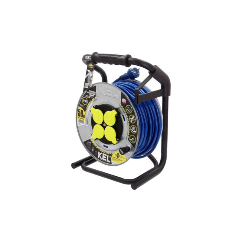 Prelungitor alimentare; 3x1,5mm2; Prize: 4; PUR; albastru; 50m; 16A