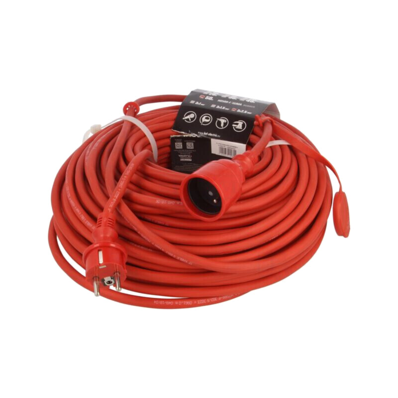 Prelungitor alimentare; 3x2,5mm2; Prize: 1; gumă; roşu; 50m; 16A