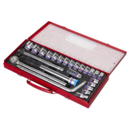 Set chei; 12-puncte,tubulară; Fixare: 1/2"; 24buc; Kit: clichet