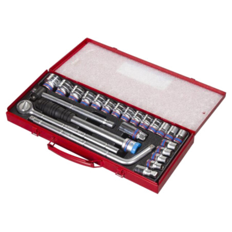 Set chei; 12-puncte,tubulară; Fixare: 1/2"; 24buc; Kit: clichet