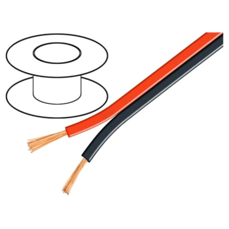 Cablu: cablu pt.difuzor; 2x2,5mm2; litat; OFC; negru-roşu