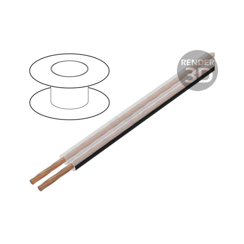 Cablu: cablu pt.difuzor; TLYp; 2x1,5mm2; litat; Cu; transparent