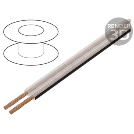 Cablu: cablu pt.difuzor; TLYp; 2x1,5mm2; litat; Cu; transparent