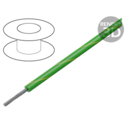 Cablu; HookUp Wire; litat; Cu; 18AWG; PVC; verde-galben; 600V; 305m