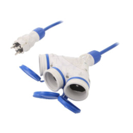 Prelungitor alimentare; 3x2,5mm2; Prize: 3; PUR; albastru; 40m; 16A