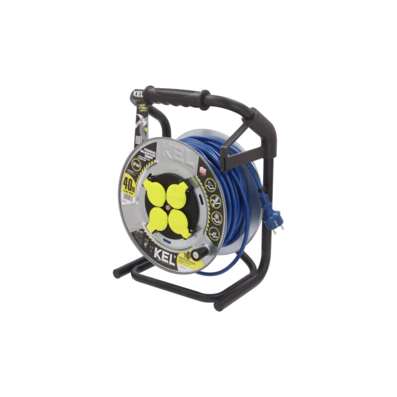 Prelungitor alimentare; 3x1,5mm2; Prize: 4; PUR; albastru; 40m; 16A Prelungitor alimentare; 3x1,5mm2; Prize: 4; PUR; albastru; 40m; 16A