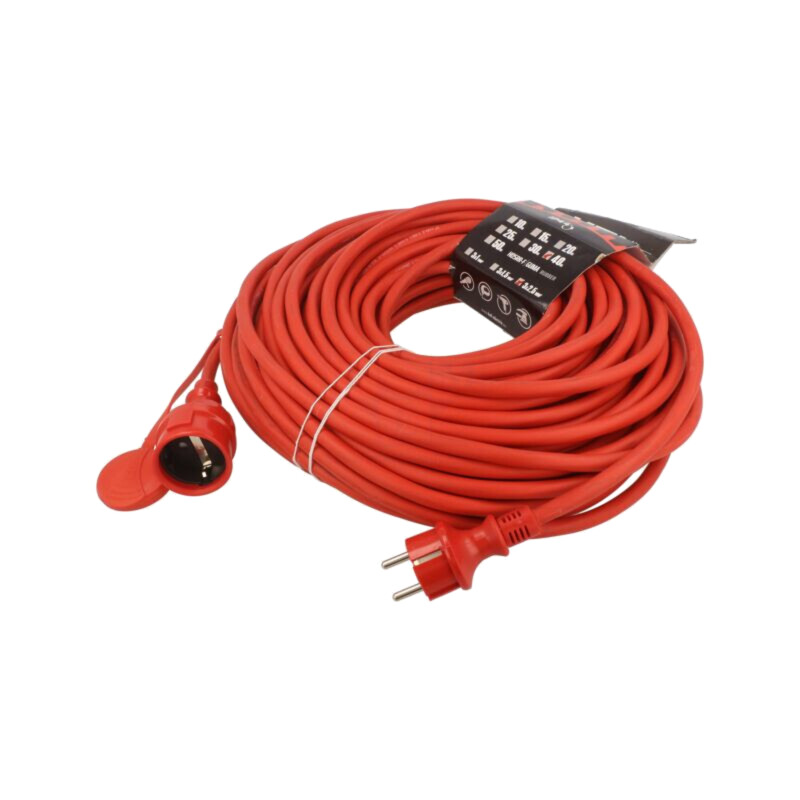 Prelungitor alimentare; 3x2,5mm2; Prize: 1; gumă; roşu; 40m; 16A