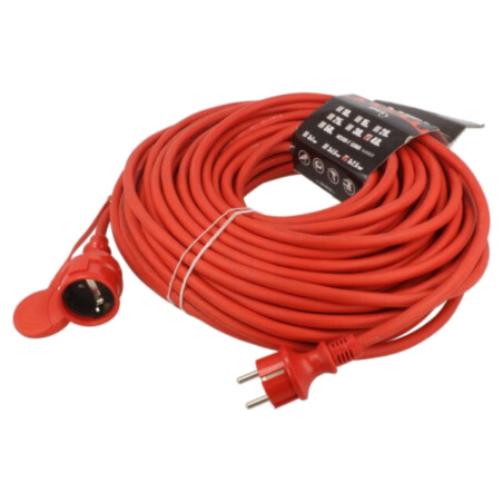 Prelungitor alimentare; 3x2,5mm2; Prize: 1; gumă; roşu; 40m; 16A