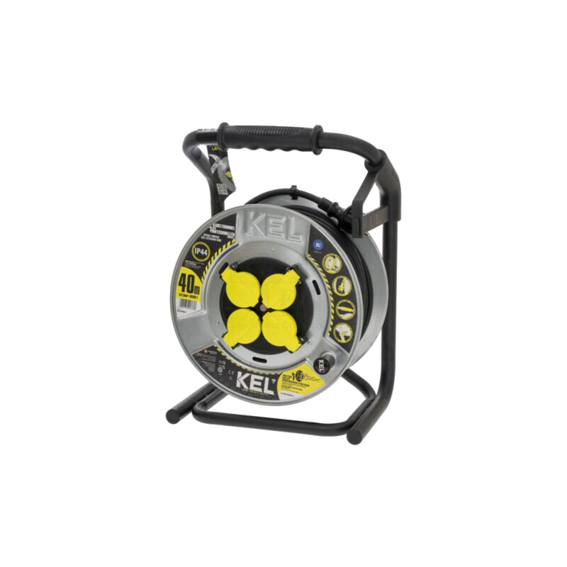 Prelungitor alimentare; 3x2,5mm2; Prize: 4; gumă; negru; 40m; 16A Prelungitor alimentare; 3x2,5mm2; Prize: 4; gumă; negru; 40m; 16A