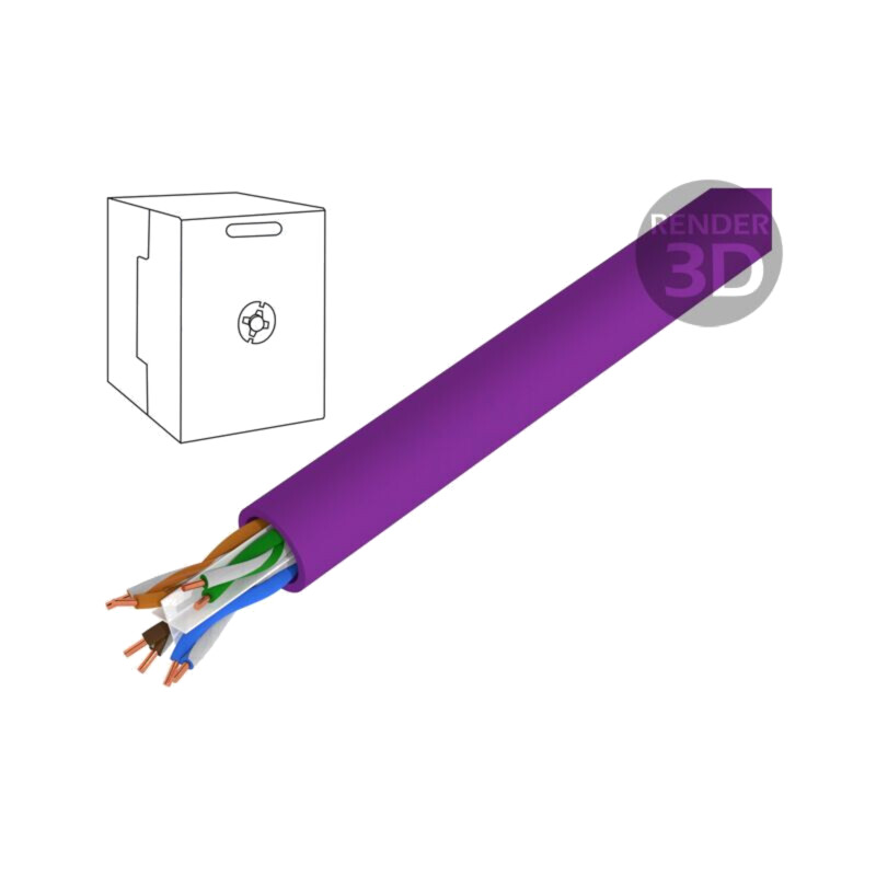 Cablu; U/UTP; 4x2x23AWG; 6; sârmă; Cu; PVC; violet; 305m; CPR: Eca Cablu; U/UTP; 4x2x23AWG; 6; sârmă; Cu; PVC; violet; 305m; CPR: Eca