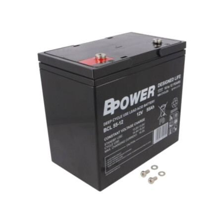 Acumul: plumb-acid; 12V; 55Ah; AGM; nu necesită întreţinere; 17kg