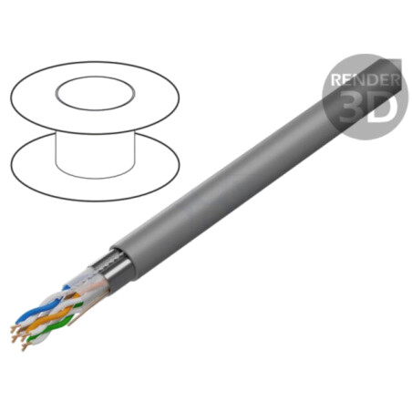 Cablu; F/UTP; 4x2x24AWG; 5e; sârmă; Cu; PVC; gri; 305m; Øcablu: 6,2mm