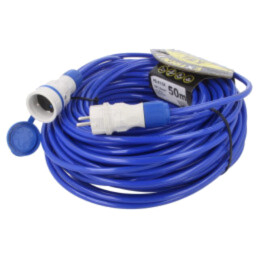 Prelungitor alimentare; 3x1,5mm2; Prize: 1; PUR; albastru; 50m; 16A