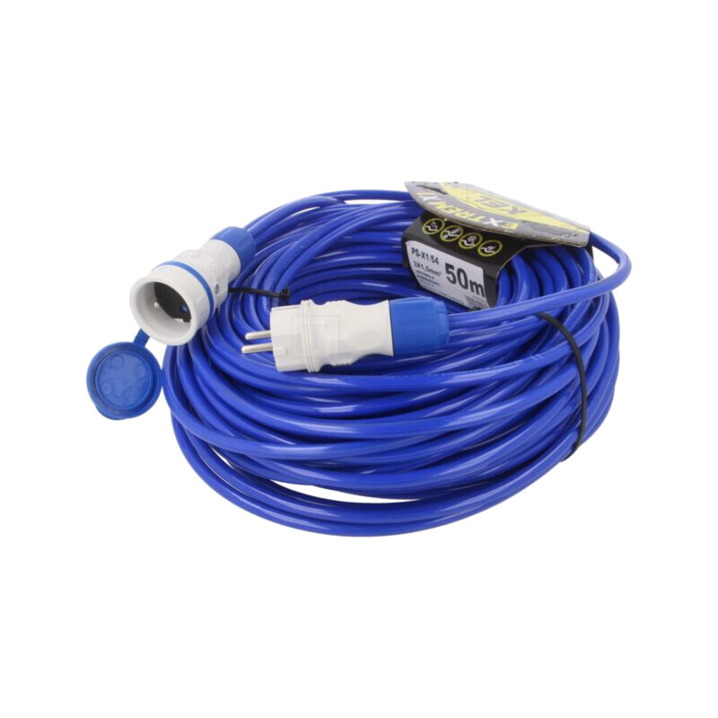 Prelungitor alimentare; 3x1,5mm2; Prize: 1; PUR; albastru; 50m; 16A