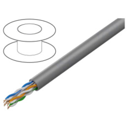 Cablu; U/UTP; 4x2x24AWG; 6; sârmă; Cu; PVC; gri; 305m; Øcablu: 5,9mm