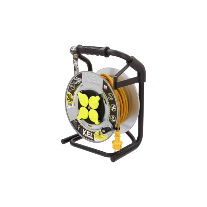Prelungitor alimentare; 3x2,5mm2; Prize: 4; gumă; galben; 20m; 16A