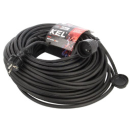 Prelungitor alimentare; 3x2,5mm2; Prize: 1; gumă; negru; 50m; 16A