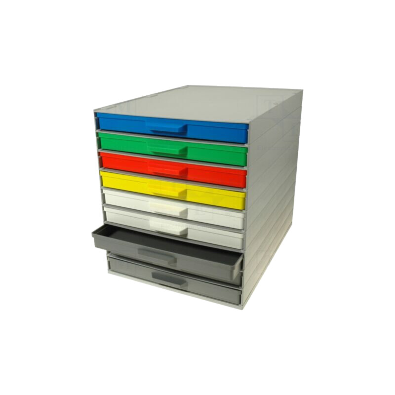 Set cu sertare; staţionară; polistiren; gri; 265mm; 355mm; 305mm Set cu sertare; staţionară; polistiren; gri; 265mm; 355mm; 305mm