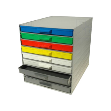 Set cu sertare; staţionară; polistiren; gri; 265mm; 355mm; 305mm