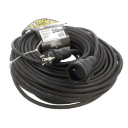 Prelungitor alimentare; 3x2,5mm2; Prize: 1; gumă; negru; 50m; 16A