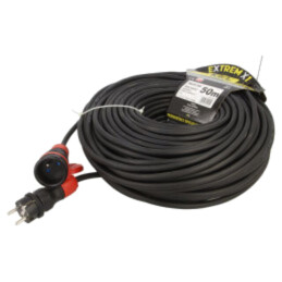 Prelungitor alimentare; 3x2,5mm2; Prize: 1; gumă; negru; 50m; 16A