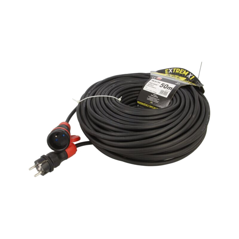 Prelungitor alimentare; 3x2,5mm2; Prize: 1; gumă; negru; 50m; 16A Prelungitor alimentare; 3x2,5mm2; Prize: 1; gumă; negru; 50m; 16A
