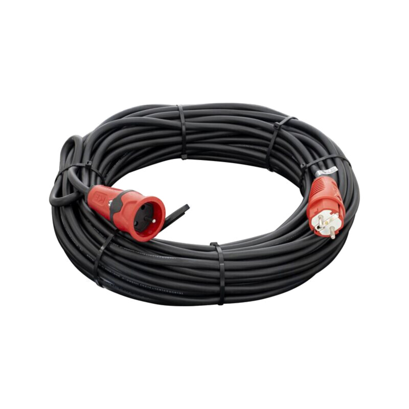Prelungitor alimentare; 3x2,5mm2; Prize: 1; gumă; negru; 30m; 16A