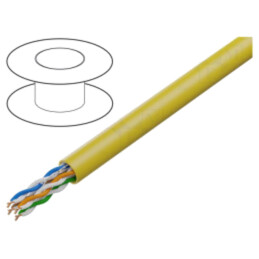 Cablu; U/UTP; 4x2x25AWG; 5e; sârmă; Cu; PVC; galben; 305m; Øcablu: 5mm