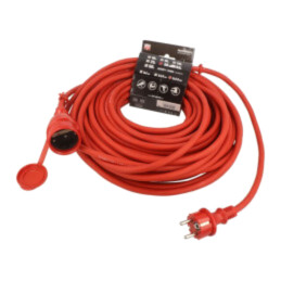Prelungitor alimentare; 3x2,5mm2; Prize: 1; gumă; roşu; 30m; 16A