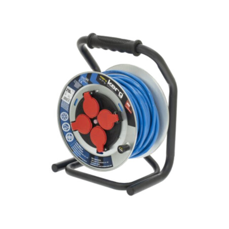 Prelungitor alimentare; 3x1,5mm2; bobinat; Prize: 4; PUR; albastru