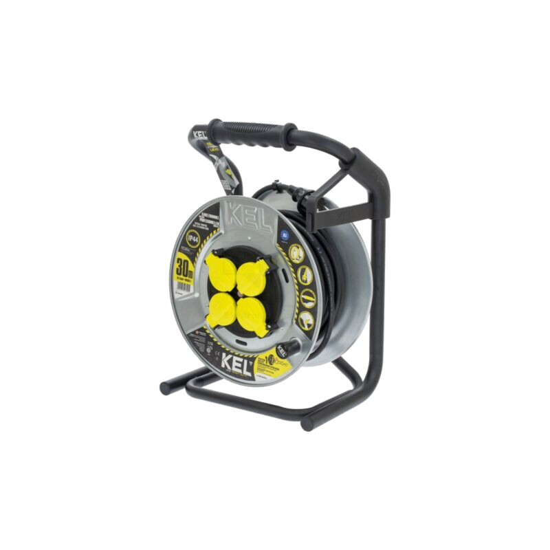 Prelungitor alimentare; 3x1,5mm2; Prize: 4; gumă; negru; 30m; 16A Prelungitor alimentare; 3x1,5mm2; Prize: 4; gumă; negru; 30m; 16A