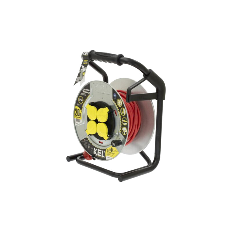 Prelungitor alimentare; 3x1,5mm2; Prize: 4; gumă; roşu; 20m; 16A Prelungitor alimentare; 3x1,5mm2; Prize: 4; gumă; roşu; 20m; 16A